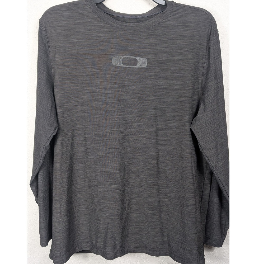 Oakley Performance Long Sleeve Shirt Mens Large Gray Heather Icon Logo Active